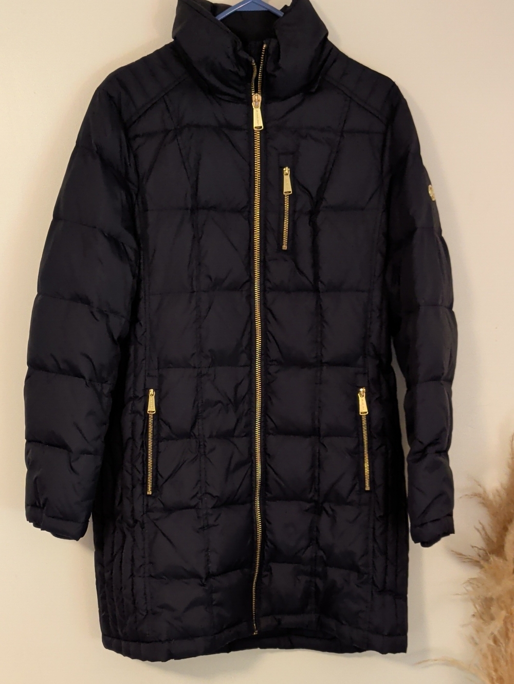 Michael Kors Black Puffer Coat with Gold Zippers
